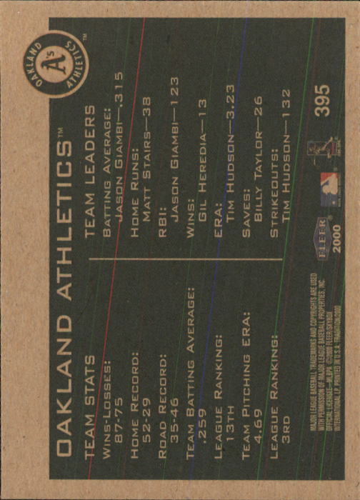 2000 Fleer Tradition Baseball "Main Set" Base Cards #226 to #450 - Picture 337 of 445