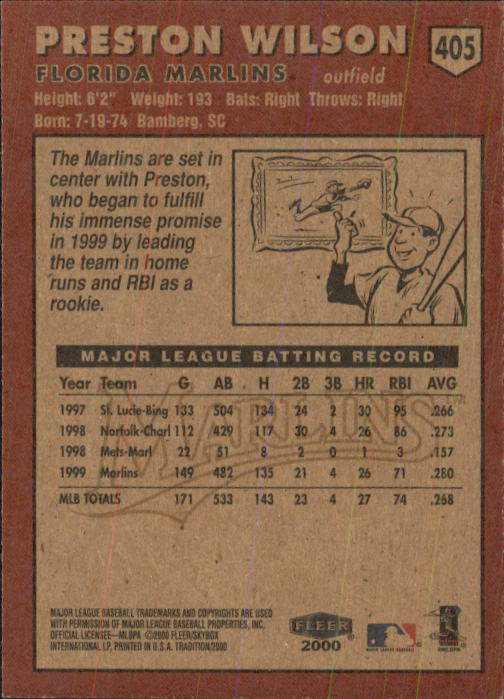 2000 Fleer Tradition Baseball "Main Set" Base Cards #226 to #450 - Picture 355 of 445