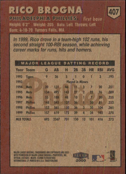 2000 Fleer Tradition Baseball "Main Set" Base Cards #226 to #450 - Picture 359 of 445