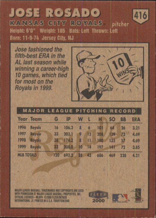2000 Fleer Tradition Baseball "Main Set" Base Cards #226 to #450 - Picture 377 of 445