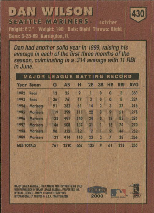 2000 Fleer Tradition Baseball "Main Set" Base Cards #226 to #450 - Picture 405 of 445