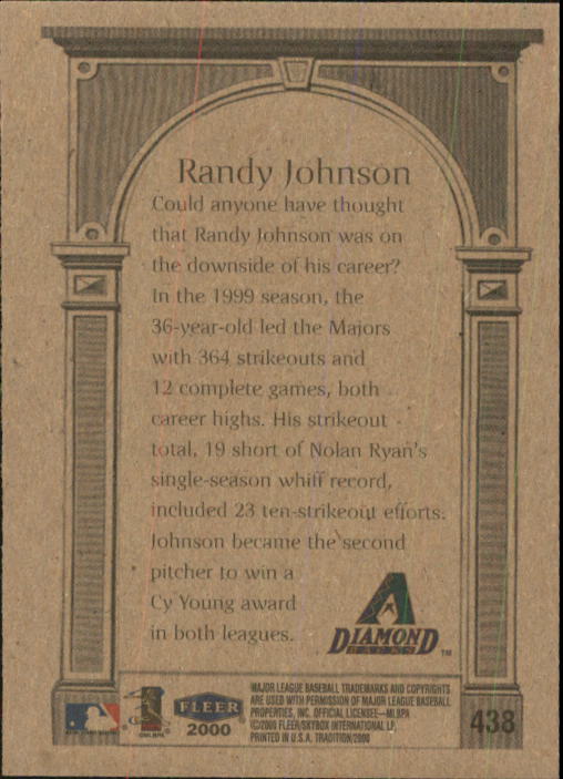 2000 Fleer Tradition #438 Randy Johnson AW back image
