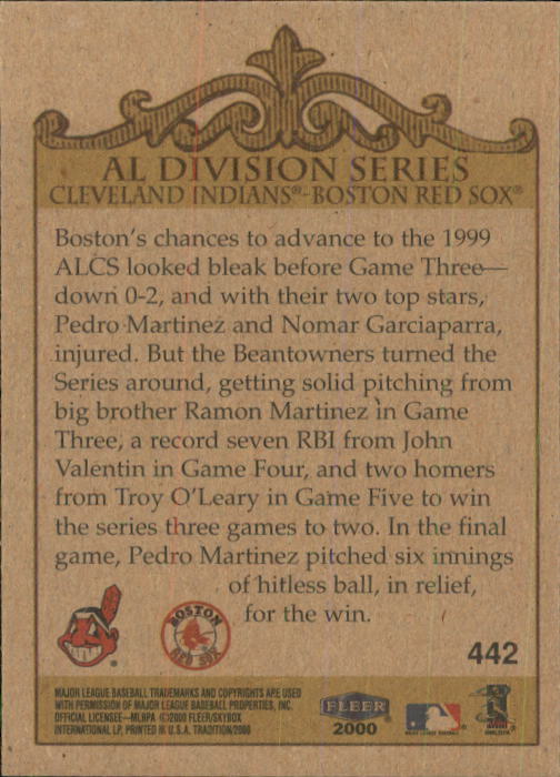 2000 Fleer Tradition Baseball "Main Set" Base Cards #226 to #450 - Picture 429 of 445