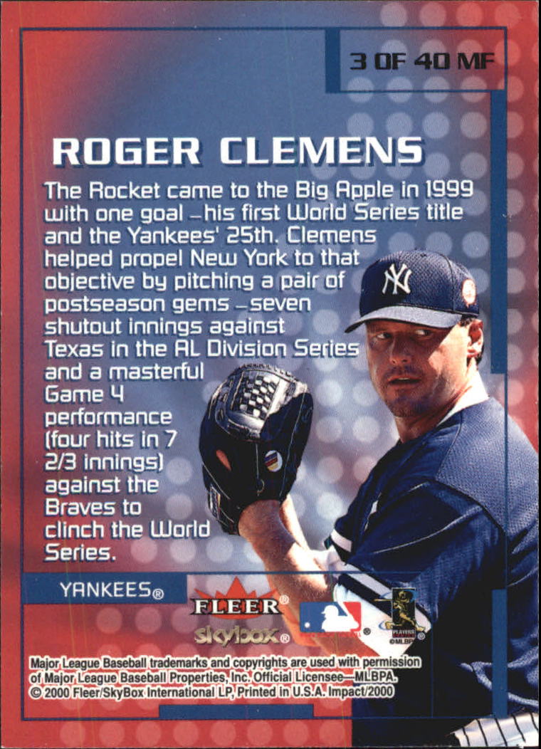 2000 Impact Mighty Fine in '99 #3 Roger Clemens back image