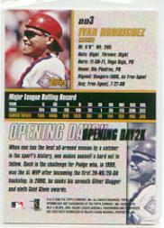 2000 Opening Day 2K #3 Ivan Rodriguez TOPPS back image