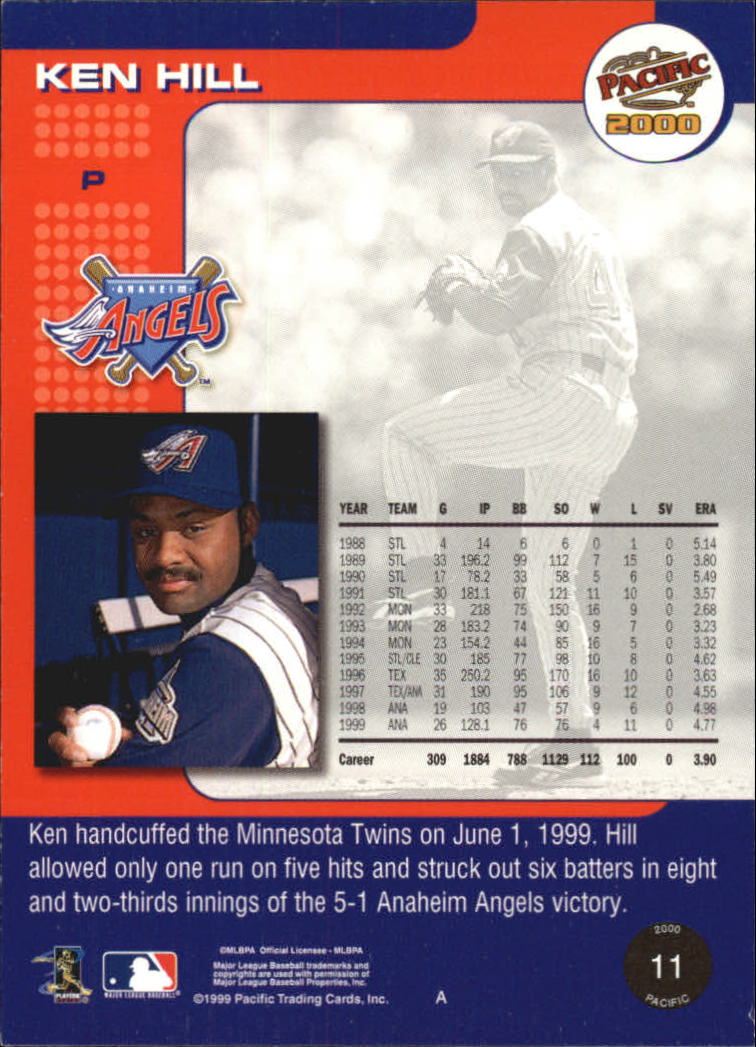 2000 Pacific #11 Ken Hill back image