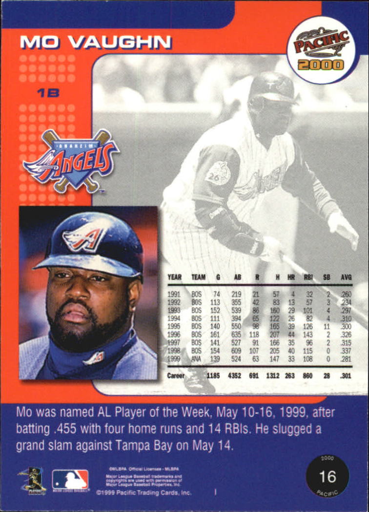 2000 Pacific #16 Mo Vaughn* back image