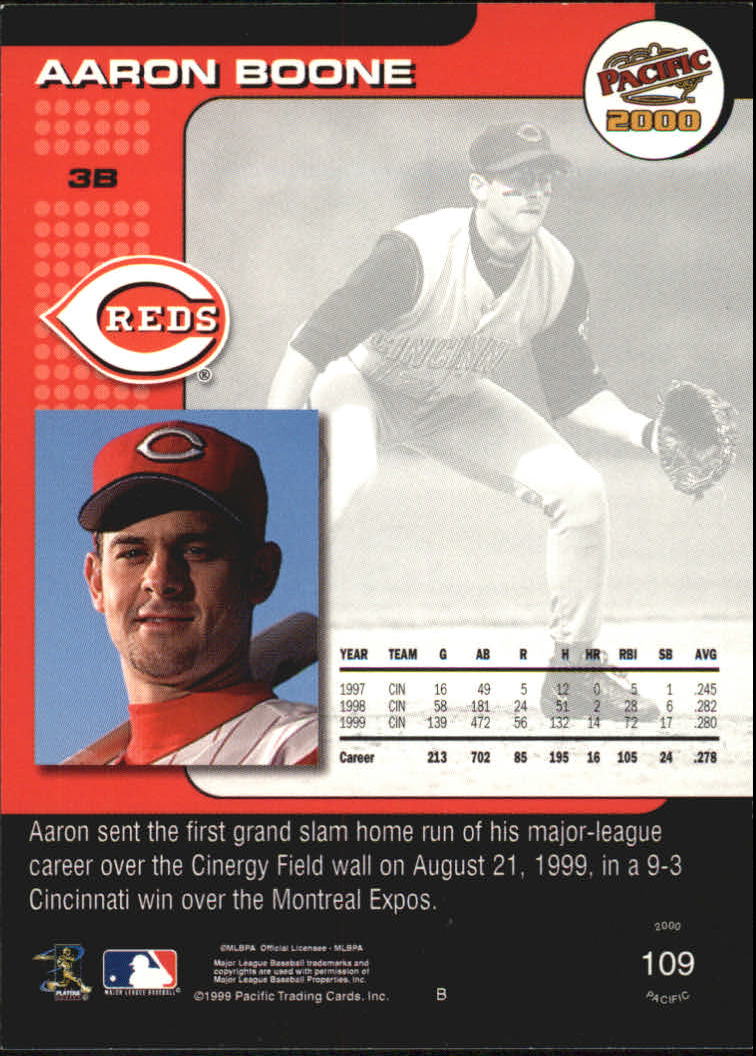 2000 Pacific #109 Aaron Boone back image