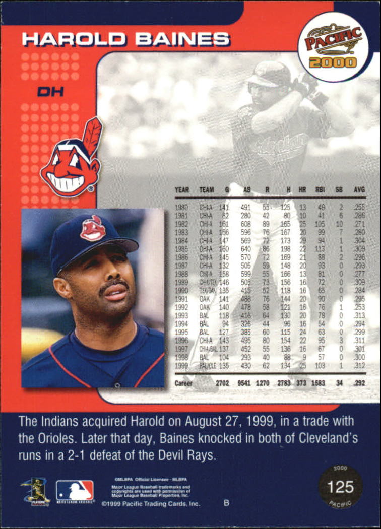 2000 Pacific #125 Harold Baines back image