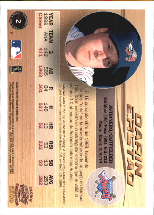 2000 Pacific Crown Collection #2 Darin Erstad back image