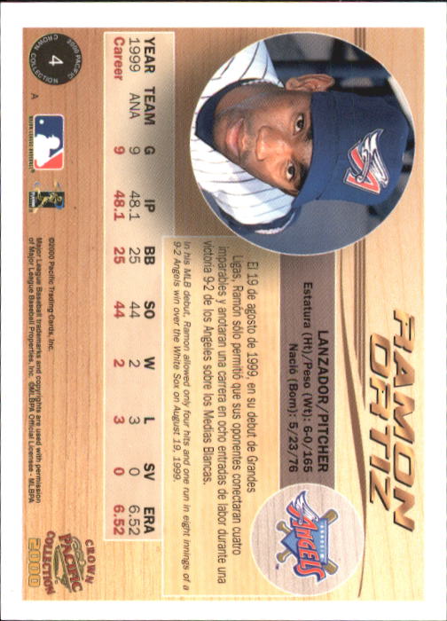 2000 Pacific Crown Collection #4 Ramon Ortiz back image