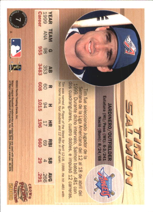 2000 Pacific Crown Collection #7 Tim Salmon back image