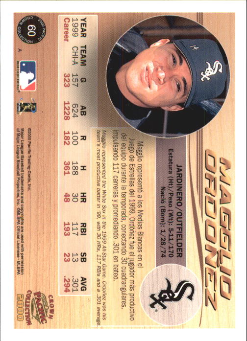 2000 Pacific Crown Collection #60 Magglio Ordonez back image