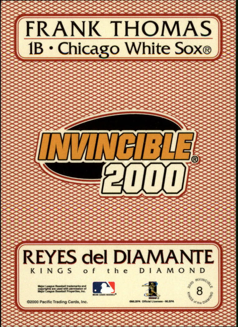 2000 Pacific Invincible Kings of the Diamond #8 Frank Thomas back image
