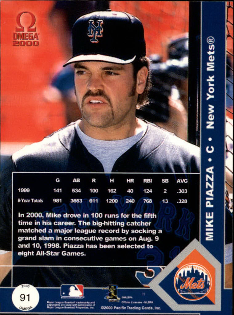2000 Pacific Omega #91 Mike Piazza back image