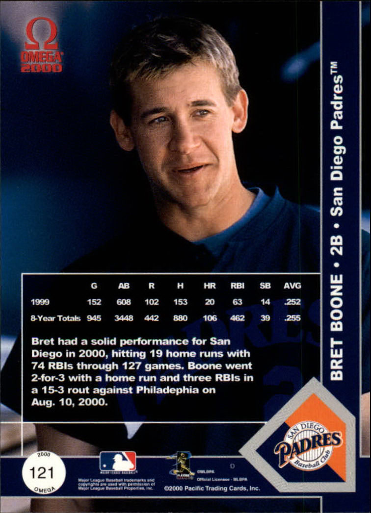 2000 Pacific Omega #121 Bret Boone back image