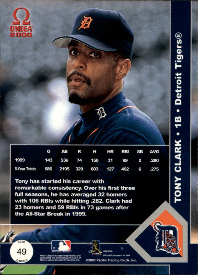 2000 Pacific Omega Copper #49 Tony Clark back image