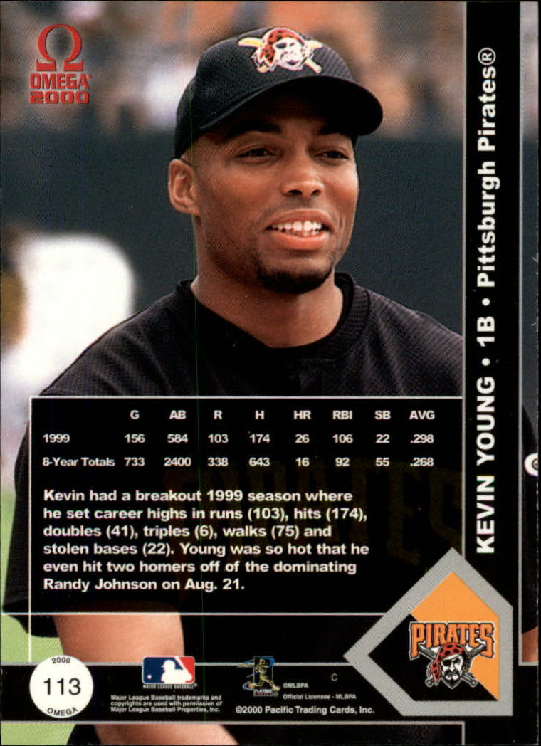 2000 Pacific Omega Platinum Blue #113 Kevin Young back image