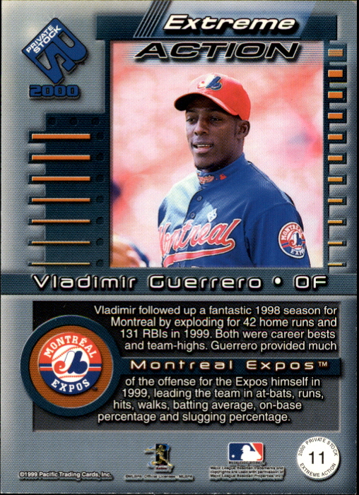 2000 Private Stock Extreme Action #11 Vladimir Guerrero back image