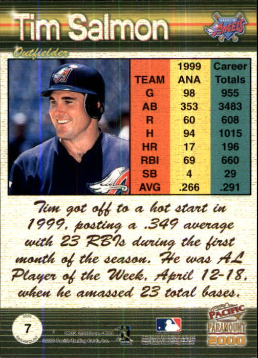 2000 Paramount Copper #7 Tim Salmon back image