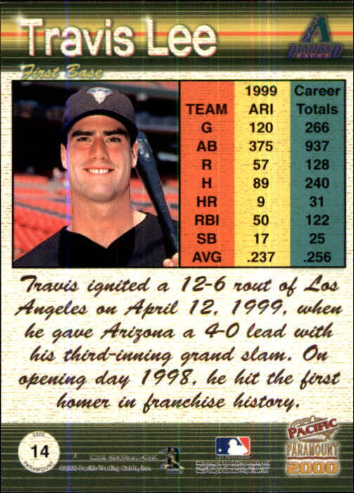 2000 Paramount Copper #14 Travis Lee back image