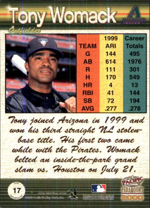 2000 Paramount Copper #17 Tony Womack back image