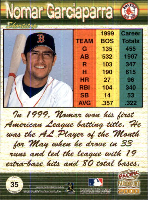 2000 Paramount Copper #35 Nomar Garciaparra back image
