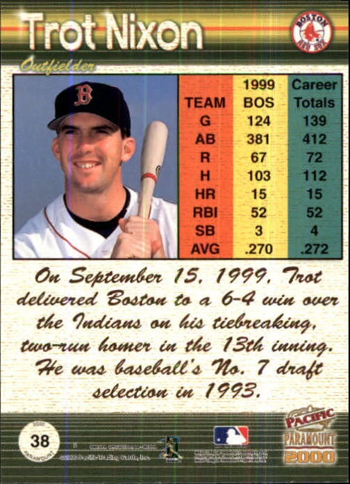 2000 Paramount Copper #38 Trot Nixon back image