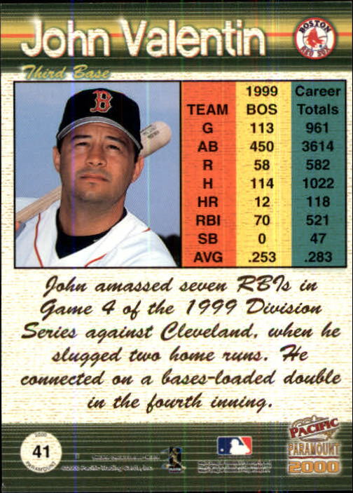 2000 Paramount Copper #41 John Valentin back image