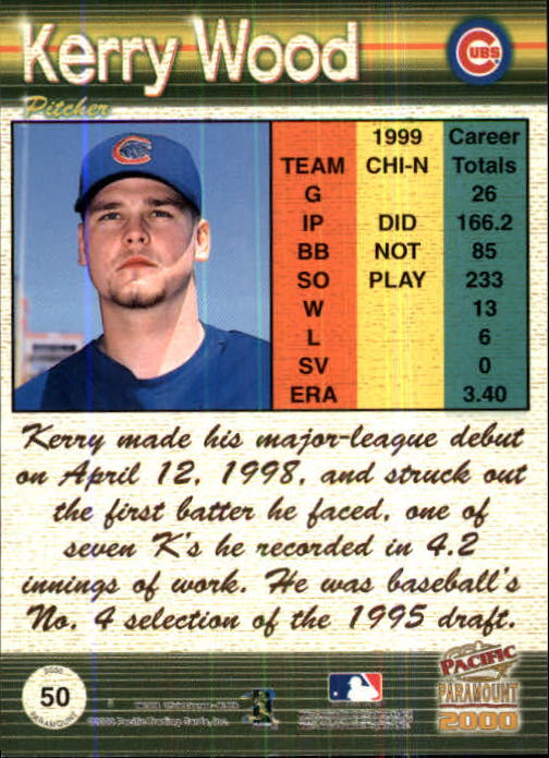 2000 Paramount Copper #50 Kerry Wood back image