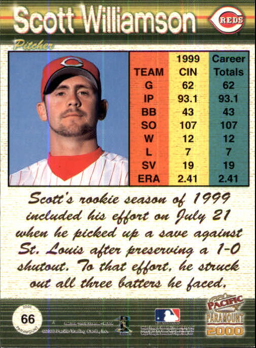 2000 Paramount Copper #66 Scott Williamson back image