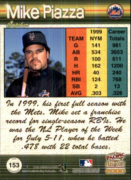 2000 Paramount Green #153 Mike Piazza back image