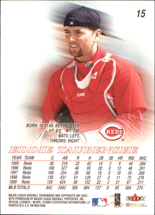 2000 SkyBox #15 Eddie Taubensee back image