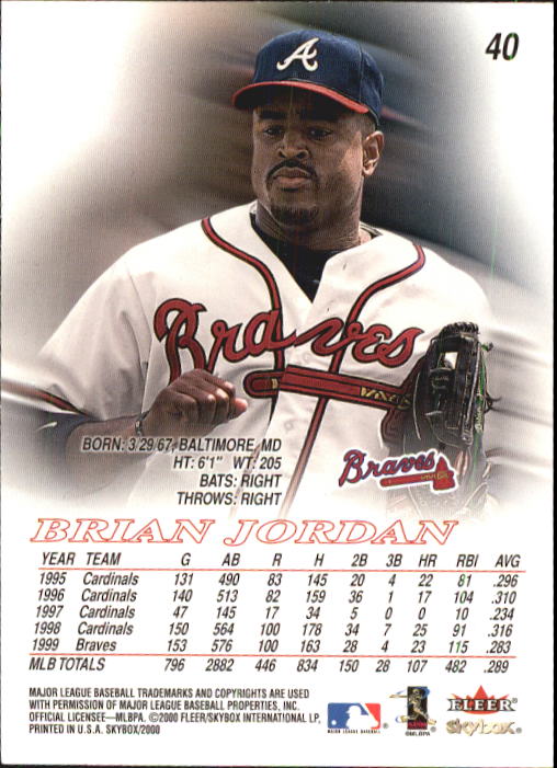 2000 SkyBox #40 Brian Jordan back image
