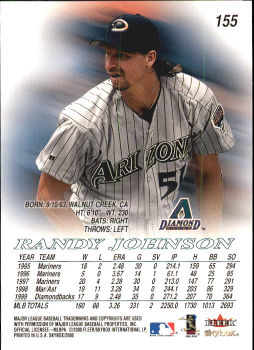2000 SkyBox #155 Randy Johnson back image