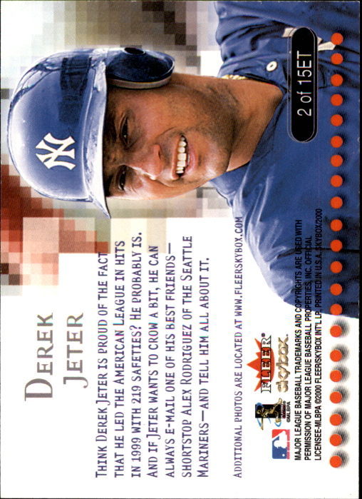 2000 SkyBox E-Ticket #ET2 Derek Jeter back image