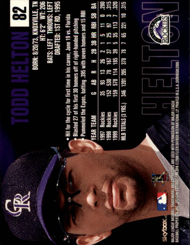 2000 Skybox Dominion Baseball "Main Set" Cards #1 to #150 - Picture 165 of 301