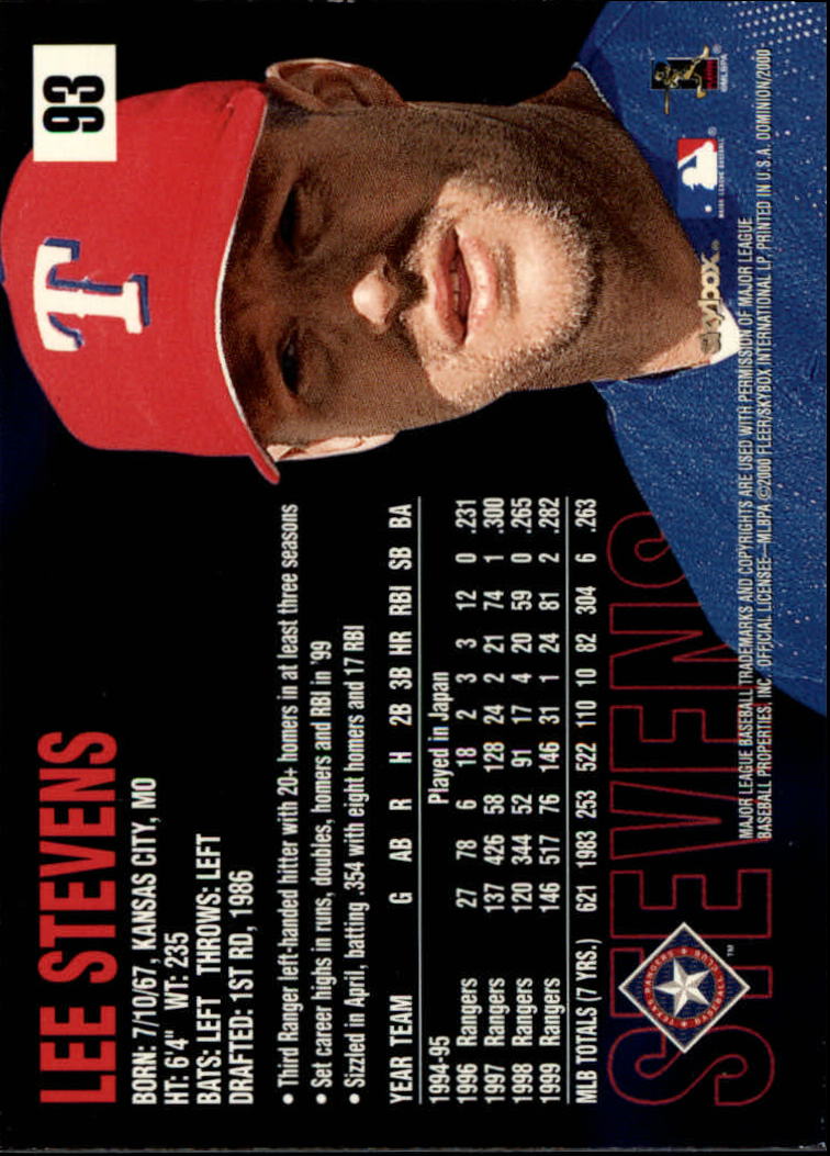 2000 Skybox Dominion Baseball "Main Set" Cards #1 to #150 - Picture 187 of 301