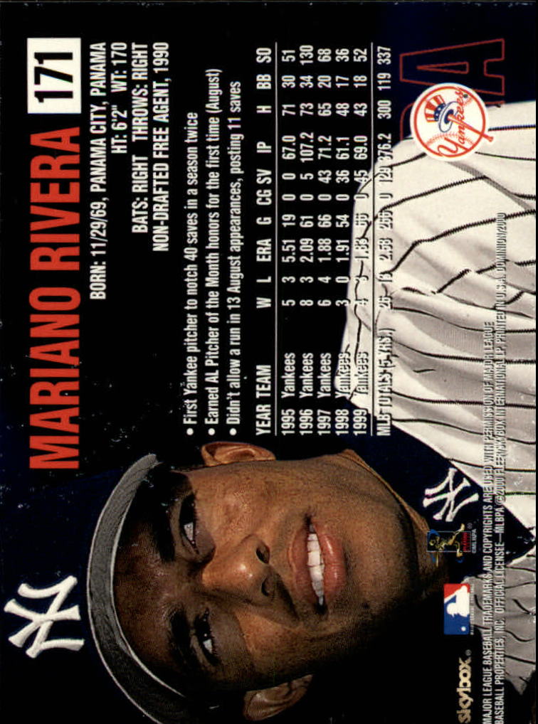 2000 SkyBox Dominion #171 Mariano Rivera back image