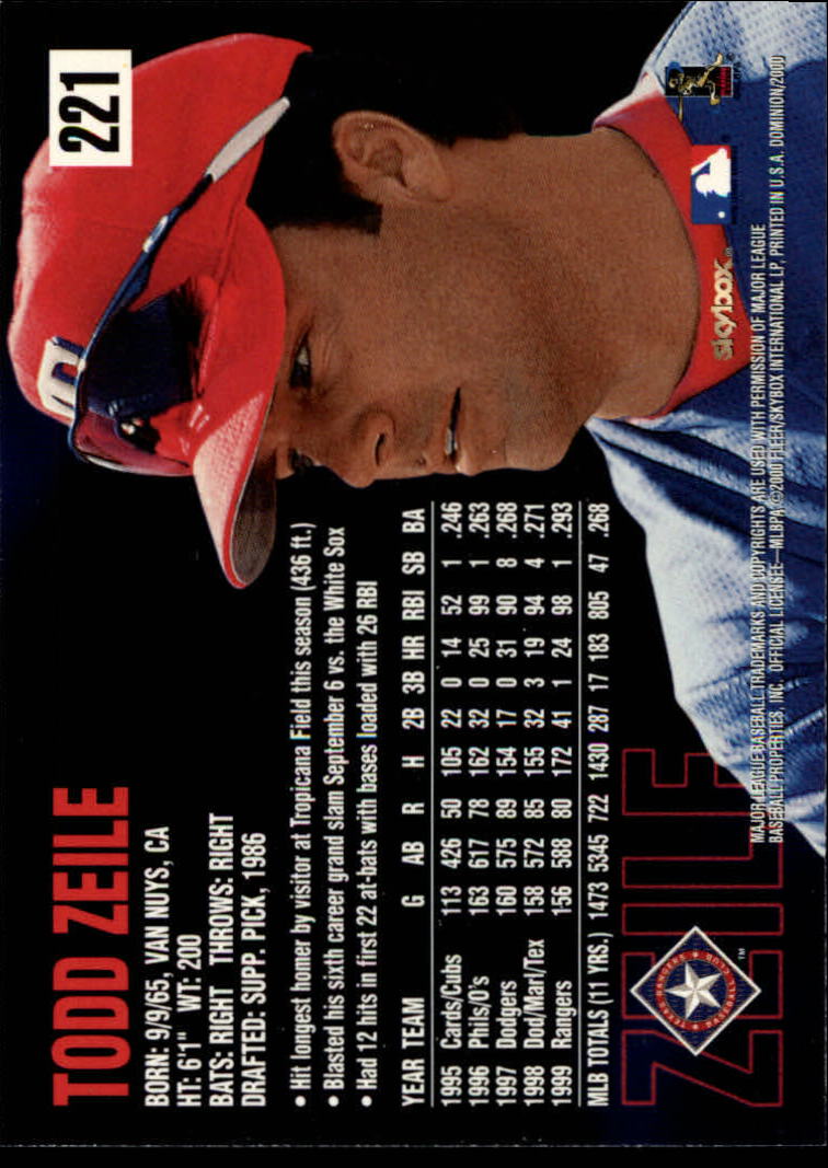 2000 SkyBox Dominion #221 Todd Zeile back image
