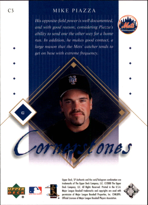 2000 SP Authentic Cornerstones #C3 Mike Piazza back image