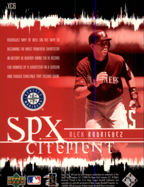 2000 SPx SPXcitement #XC6 Alex Rodriguez back image
