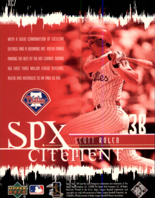 2000 SPx SPXcitement #XC7 Scott Rolen back image