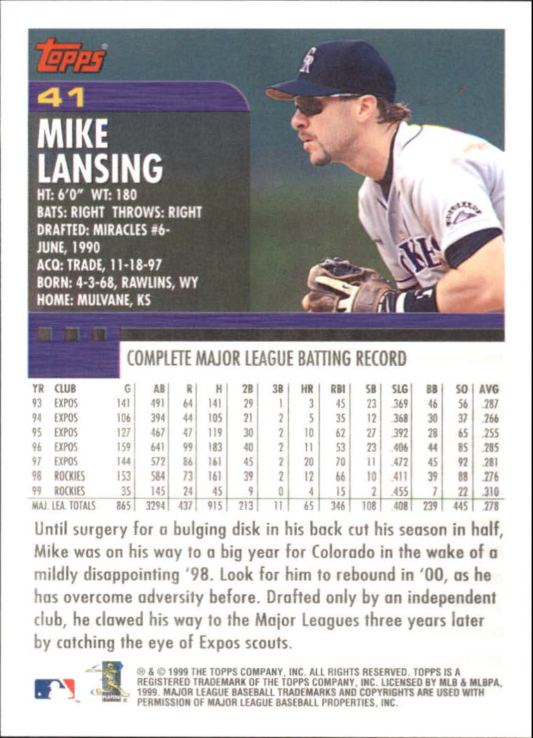 2000 Topps Home Team Advantage #41 Mike Lansing back image