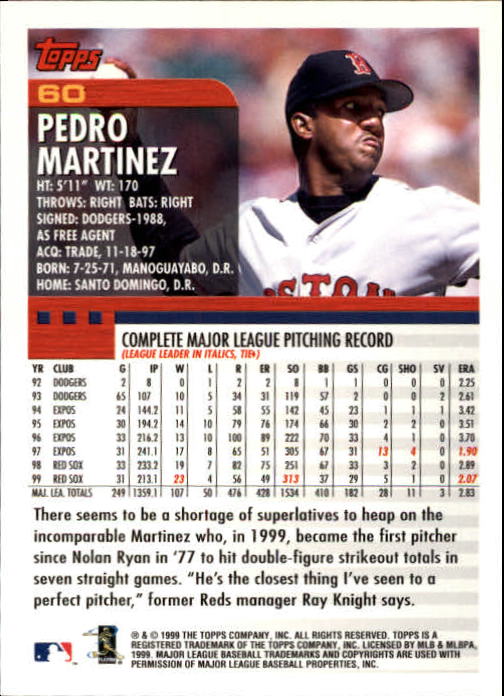 2000 Topps Home Team Advantage #60 Pedro Martinez back image