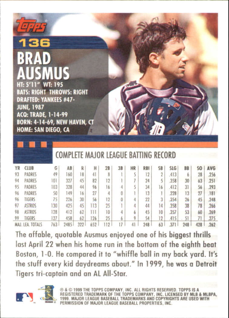 2000 Topps Home Team Advantage #136 Brad Ausmus back image