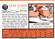 2000 Topps Aaron #9 Hank Aaron 1962 back image