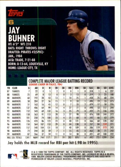 2000 Topps Limited #6 Jay Buhner back image