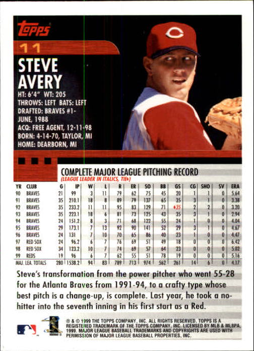 2000 Topps Limited #11 Steve Avery back image