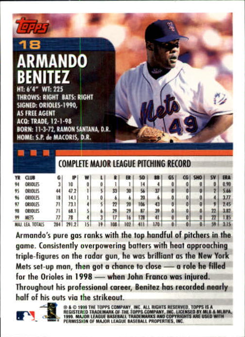 2000 Topps Limited #18 Armando Benitez back image